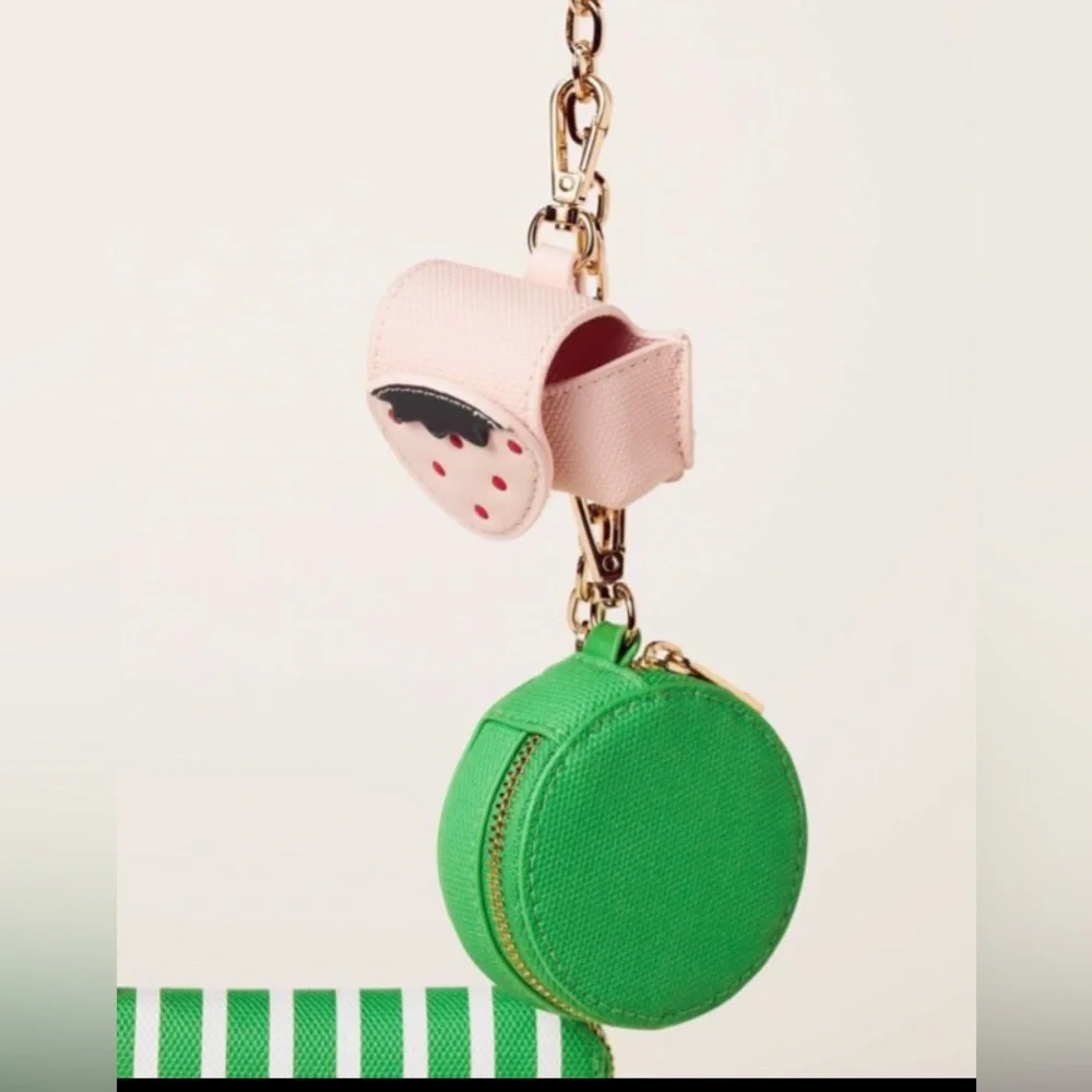 Kate Spade NY- Green/White Stripe Mini Crossbody/Gold Chain Strap/Accessories